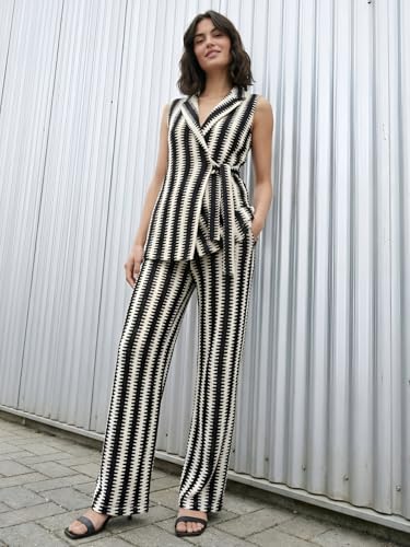 Image of GRECIILOOKS Co Ord Set for Women | Casual Blazer Stylish | Travel Set for Women | Festive Formal Outfits | Classic Collar Sleeveless Co-Ord Set | Trendy Summer 2 Piece Suit Set