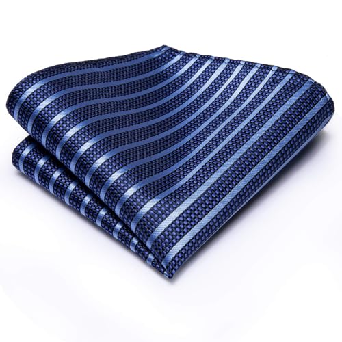 Image of Hi-Tie Father and Son Tie Set Striped Plaid Ties for Men and Boys Silk Necktie Pocket Square Set for Wedding Gifts