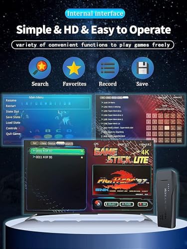 Image of RETROGOODS Game Stick Lite 4K HDMI Retro Game Console, 20000+ Classic Games, 2 Wireless Controllers, Plug & Play TV Video Game System, Supports PS1 /GBA /Arcade & More, Gift for Kids & Adults