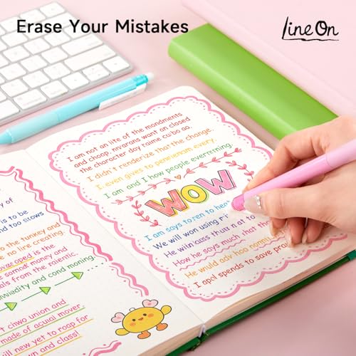 Image of Lineon Erasable Gel Pens, 20 Colors Retractable 0.7mm Fine Point Erasable Pens Clicker for Back to School, Assorted Color Inks, Make Mistakes Disappear for Drawing Writing Planner & Crossword Puzzles