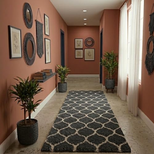 Image of Ultra Premium Shaggy Polyester Micro Rug | Super Soft Fluffy Carpet | Non-Slip Washable Area Rug for Bedroom Living Room - (Grey M, 3x6 feet, Rectangular)