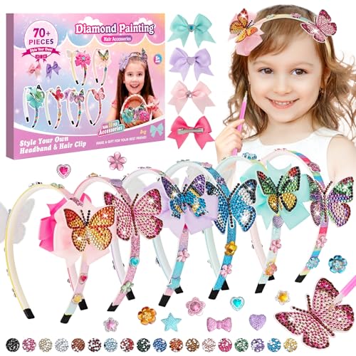 Vinitoy Headband Making Kit for Girls DIY Diamond Hairbands & Hair Accessories Toys Set Craft Kits for Kids Girls Birthday Presents for Age 5 6 7 8 9 10+ Years Old
