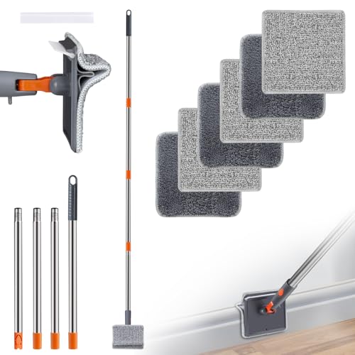 Baseboard Cleaner, PLOEOUAR Convex Duster Cleaning Mop with 63'' Long