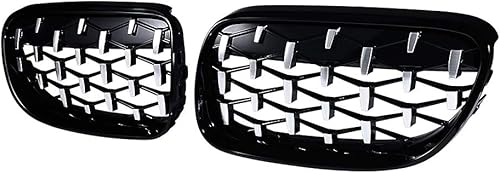 Miniatura 8 de AstraDepot - Kit de parrilla delantera para BMW 2011-2013 E92 E93 LCI Coupe 320i 328i 335i (diamante meteorito, negro brillante y cromado)