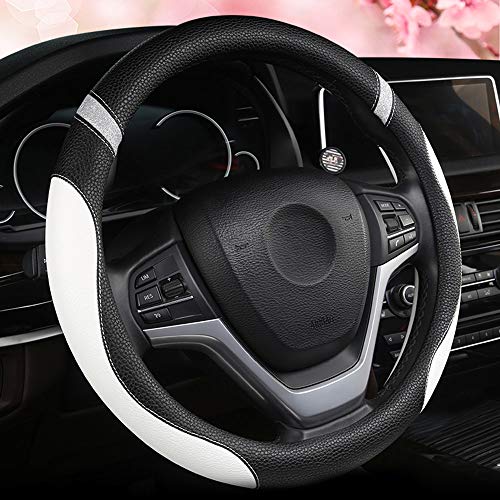 Image of Steering Wheel Cover for Women Leather Universal Steering Wheel Cover for Car 15 inch (White)
