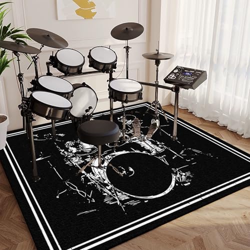 Jaevkwzy Tappeto Professionale Per Batteria E Strumenti A Percussione, Tappeto Batteria Elettronica, 100 X 80 Cm Tappeto A Tamburo Per Assorbimento Degli Urti Insonorizzato Antiscivolo - 2
