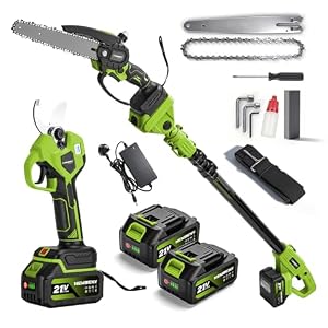 28mm Electric Pruning Shears & Cordless Chainsaw with 1.7m Telescopic Pole