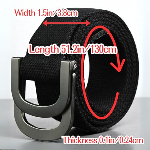 Double D-Ring Durable Nylon Canvas Metal Buckle Web Belt, Colorful Adjustable Hiking Webbing Loop Belts for Men Women2