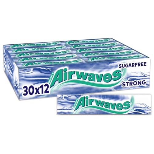 Airwaves Kaugummi Zuckerfrei, Strong Gum, 30 x 12 Dragees, Großpackung Chewing Gum, Kaugummi ohne Zucker mit Minz Frische (360 Dragees) – Ansicht 1