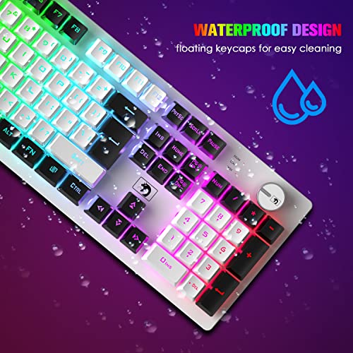 Felicon Rechargeable 2.4G Wireless Keyboard And Mouse Combo Suspended Keycap Mechanical Feel Backlit Gaming Keyboard & Mouse Adjustable Breathing Lamp For Laptop Computer And Mac #TOP6