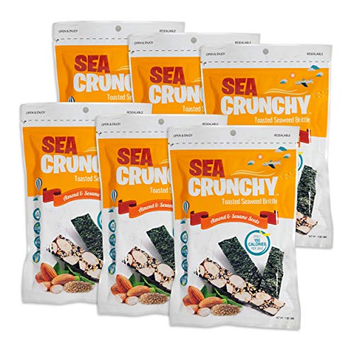 SeaCrunchy Toasted Seaweed Brittle Snacks Almond & Sesame Seeds - 1 Oz.