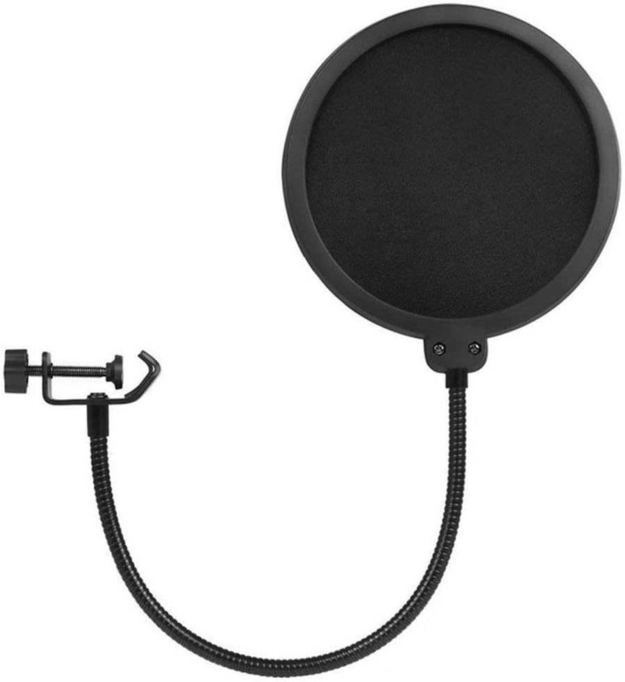 Tzong Microphone Pop Filter Mask Shield For Any Other Microphone, Dual Layered Wind Pop Screen With A Flexible 360° Gooseneck Clip Stabilizing Arm