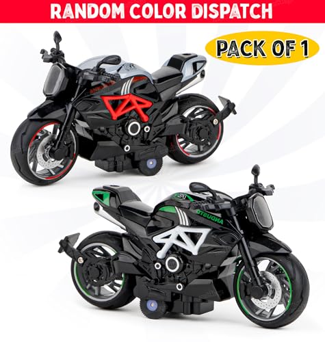 Image of Zest 4 Toyz Bike Toy for Kids Toy Motorcycle Bike 1:14 Miniature Collectible Pull Back Action Realistic Design Bikes for Adults and Kids 6-12 Years - (Random Design) Pack of 1