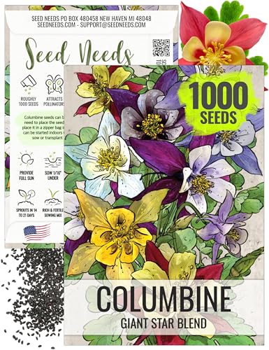 Seed Needs Columbine Seeds to Plant Mixed Aquilegia Flowers 1 Pack
