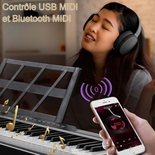 Bonnlo Piano Numérique avec 88 Touches Lestées, Clavier de Piano Semi-Lesté pour Débutants avec Pédale de Sustain, Adaptateur Secteur, Piano Électrique Cadeau pour Enfants et Adultes, Noir - Les Beatles, Paul McCartney, John Lennon, RIngo Starr, George Harrison Bonnlo Piano Numérique avec 88 Touches Lestées, Clavier de Piano Semi-Lesté pour Débutants avec Pédale de Sustain, Adaptateur Secteur, Piano Électrique Cadeau pour Enfants et Adultes, Noir – Image 8