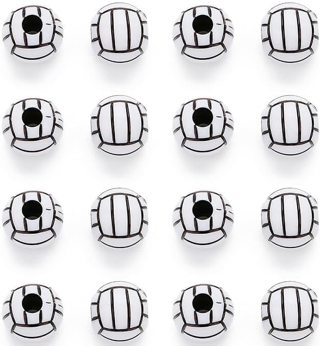 50 Pcs 15mm Silicone & Acrylic Round Volleyball Beads for DIY Jewelry Making - Image 9