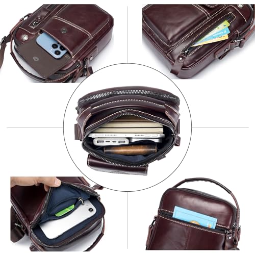 Image of Leather Shoulder Bag for Men Small Mens Crossbody Bag Purses Handbags | Small