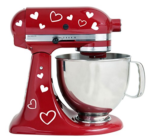 Hearts Kitchen Mixer Mixing Machine Decal Art Wrap Stickers -White