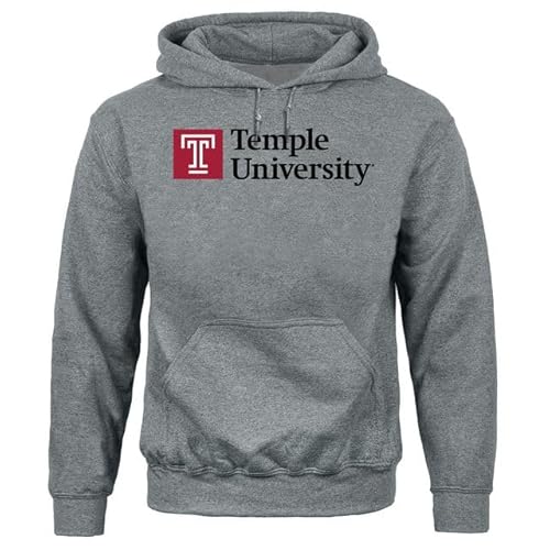 Barnesmith Temple University Owls Hooded Sweatshirt, Heritage, Charcoal Grey, Large
