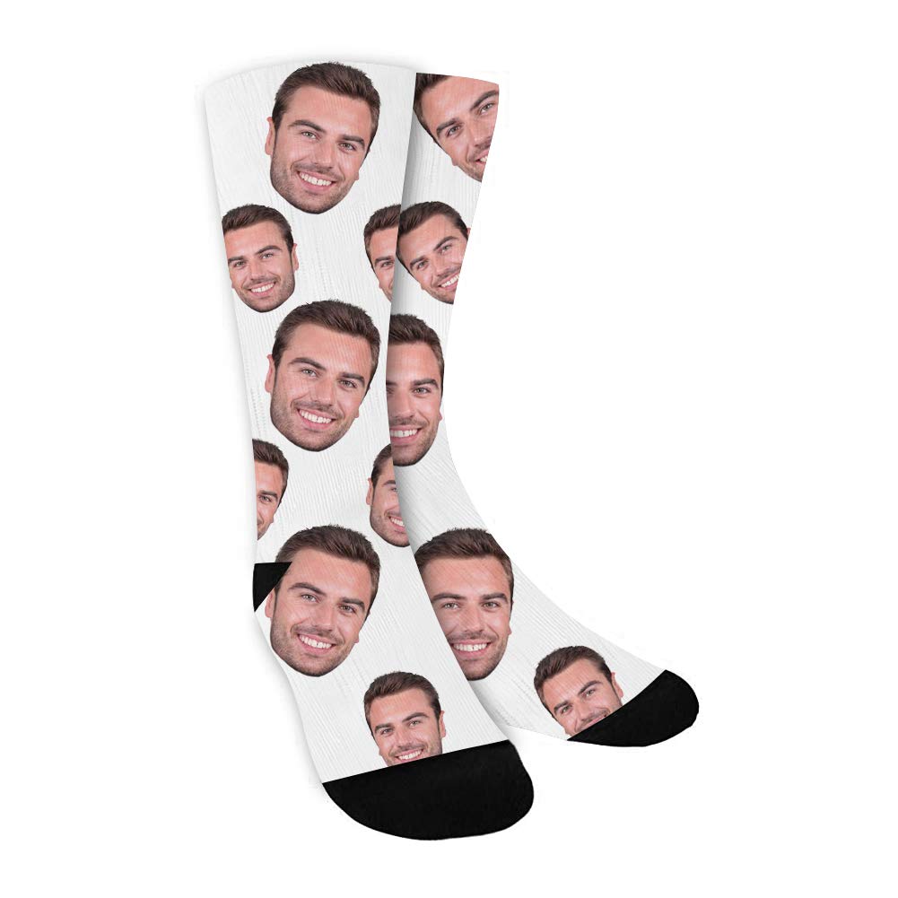 ShineSandCustom Face Socks with Picture, Personalized Socks with Photo Customized Unisex Funny Crew Sock Gifts for Men Women