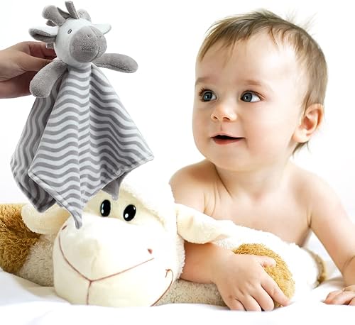 Miniatura 4 de CREVENT Mantas de seguridad de cara de animales de felpa suave para niños y niñas, grandes regalos para cumpleaños, baby shower (cebra gris)