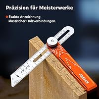 Presch Winkelschmiege inkl. Zusatzlineal - 190mm & 270mm - Extrem präzise Winkel übertragen - Verstellbare Schmiege mit Streichmaß-Funktion aus präzisionsgefrästem Aluminium und Edelstahl – Ansicht 8