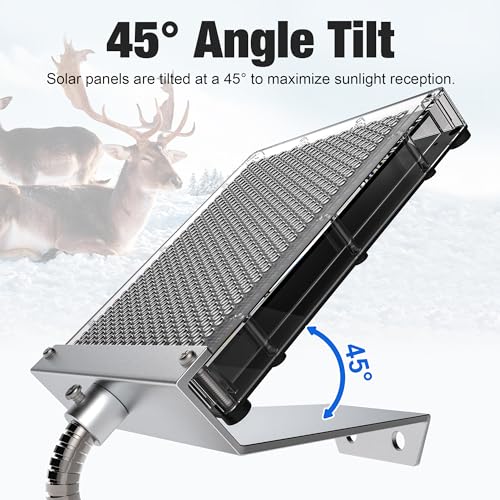 Image of 6V Solar Panel Battery Charger for Deer Feeder, 1.7W Waterproof Solar Panel with Mounting Bracket and Alligator Clips (Pack of 2)