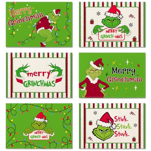 Ohok Weihnachten Tischsets Abwaschbar 6er Set, Polyester Leinen...