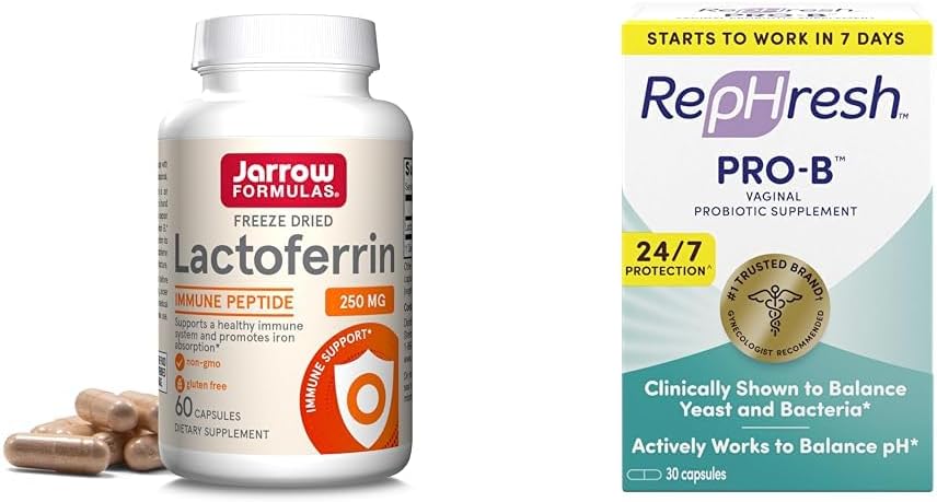 Jarrow Formulas Lactoferrin 250mg Immune Support + RepHresh Pro-B Probiotic 30 Capsules for Women