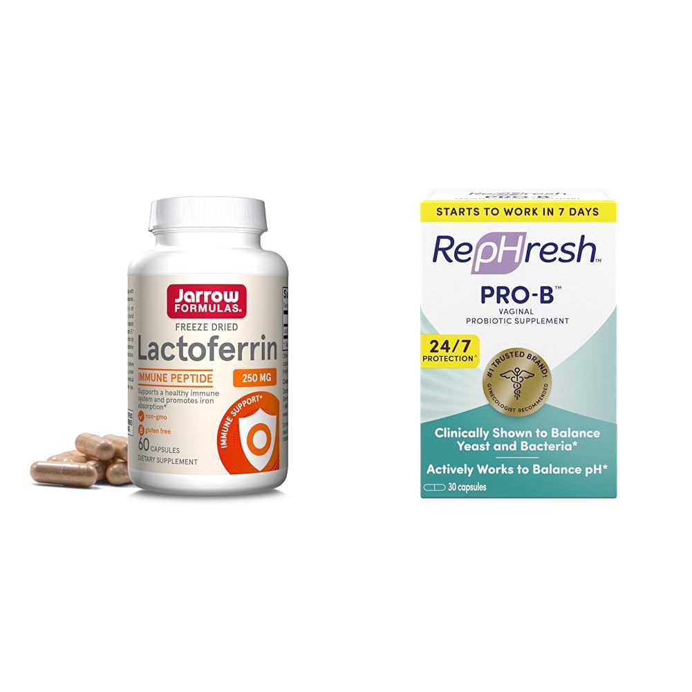 Jarrow Formulas Lactoferrin 250mg Immune Support + RepHresh Pro-B Probiotic 30 Capsules for Women