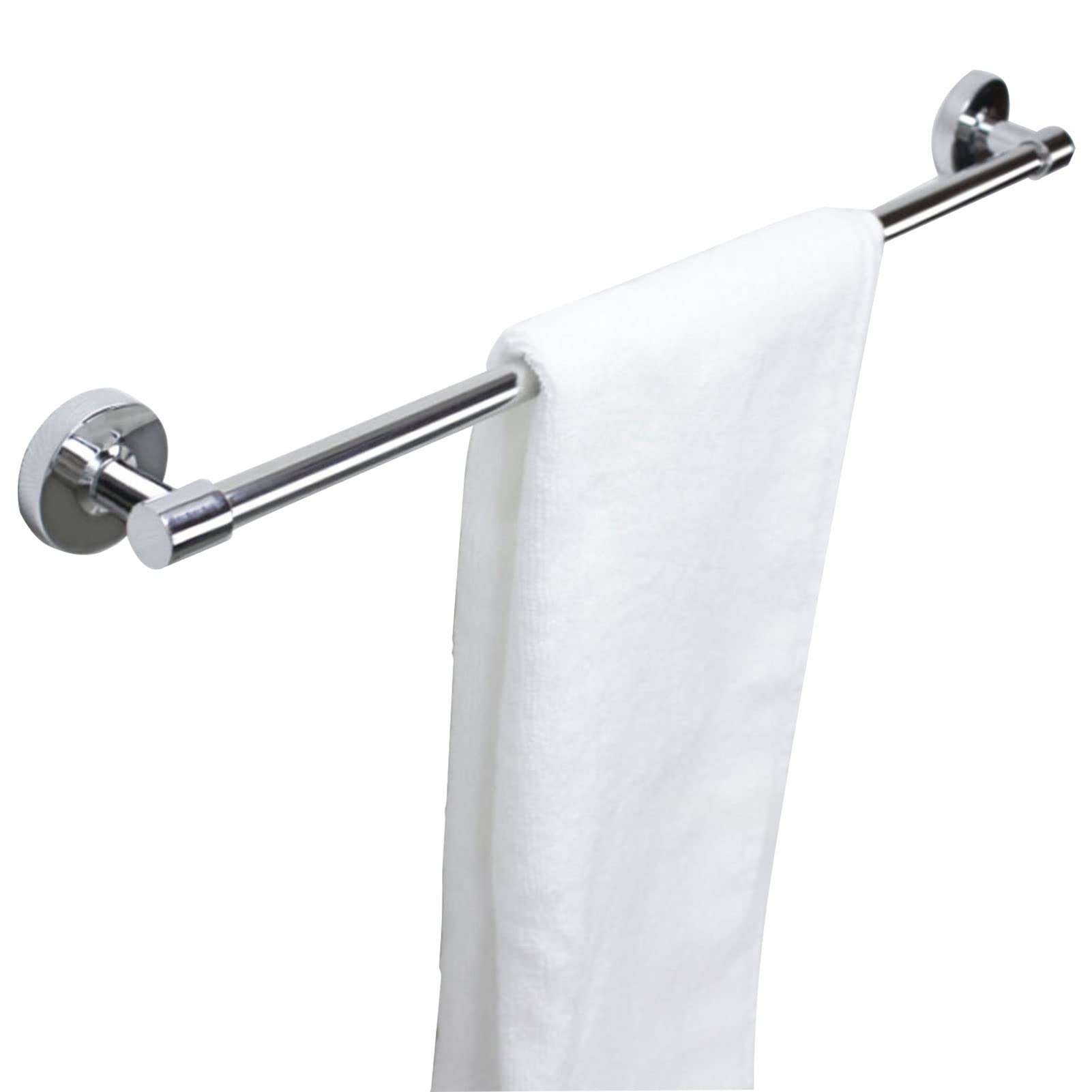 LMYSXAOZ Stainless Steel Round Towel Bar Rail 40-120cm,Wall Mounted Holder Bathroom,Single Bar,Silver Polished Finish-Screws Mounting (Size : 45cm)