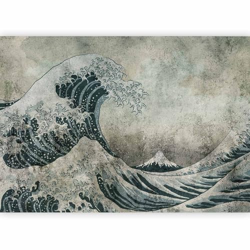 artgeist Wall Mural Great Wave of Kanagawa 154x110 in - XXL Peel and Stick Self-Adhesive Wallpaper Removable Large Sticker Foil Wall Decor Print Picture Image Design Vintage Blue Beige p-C-0043-a-a