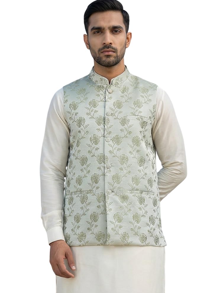 Embossed Nehru Jacket for Men-image-42