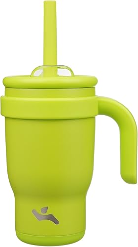 Miniatura 15 de Vaso de 14 onzas con asa lateral, botella de agua aislada con popote y tapa 2 en 1, taza de acero inoxidable, taza de café de viaje, para deportes,