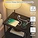 Fixwal Bedside Table with 3 Color Temperature Reading Light, Nightstand with LED Light & Charging Station End Table with Adjustable Fabric Drawer for Bedroom, Dorm, Black