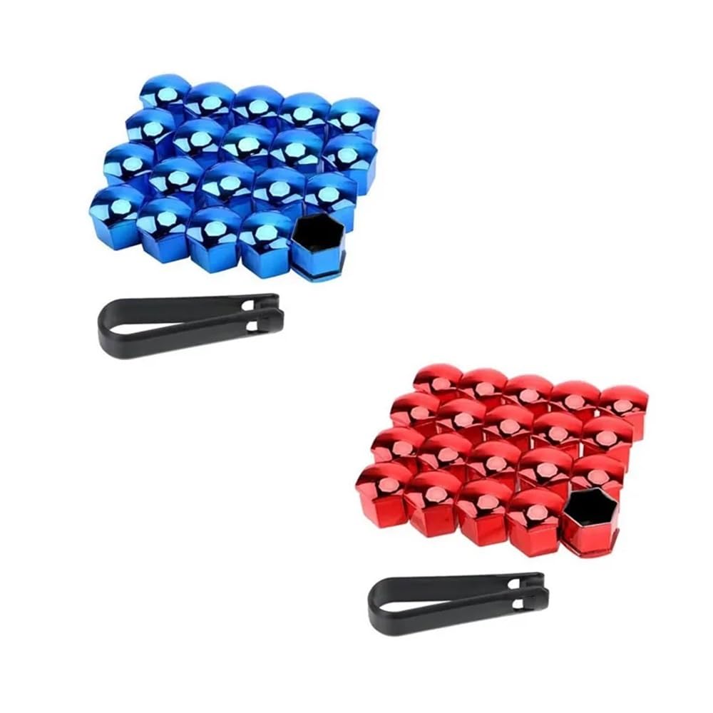 LOCKLGFMCZ 20/40Pcs Car Wheel Nut Caps 17/19/21mm Auto Hub Screw Cover Black Plastic Anti Dust Bolt Covers Tire Accessories(Silver,17mm)