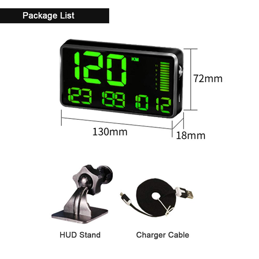 C90 Car Digital GPS Speedometer Head Up Display Overspeed MPH/KM Tired Warning C90 GPS HUD Head Up Display Km/h MPH Digital Speedometer Speed Warning Alarm