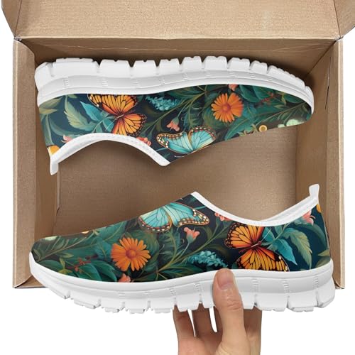Image of Hummingbird Floral Print Lightweight Walking Shoes for Women Mesh Casual Sneakers Size 5-10.5