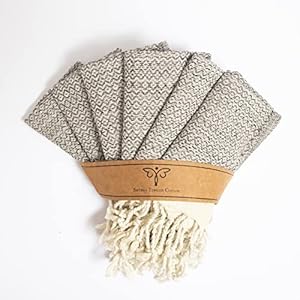 Smyrna Turkish Cotton Kitchen Dish Towels Pack of 6 | 100% Natural Cotton,12×12 Inches | Machine Washable Wash Cloths | Ultra Soft, Absorbent, Prewashed and Quick Dry Turkish Dish Towels (Beige 12×12)