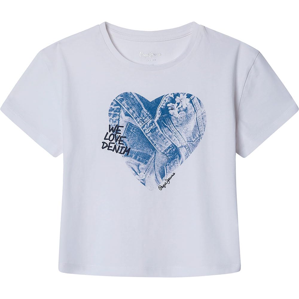 T-Shirt Pepe Jeans Alan Per Bambine E Ragazze – Maglietta Basic In Cotone Con Stampa Sul Petto