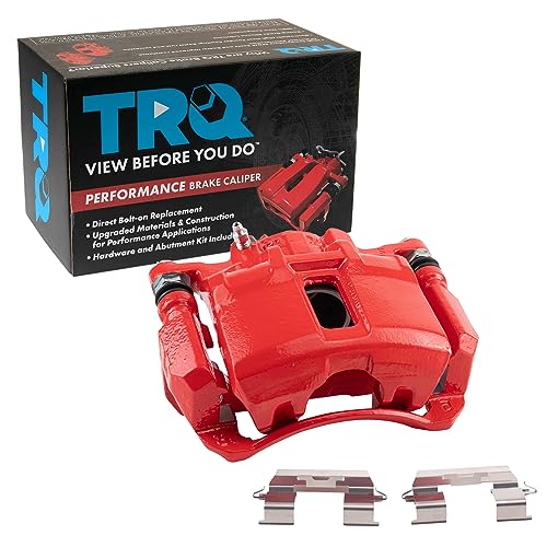 Image of TRQ Front Right Brake Caliper w /Bracket Performance Red Passenger Side