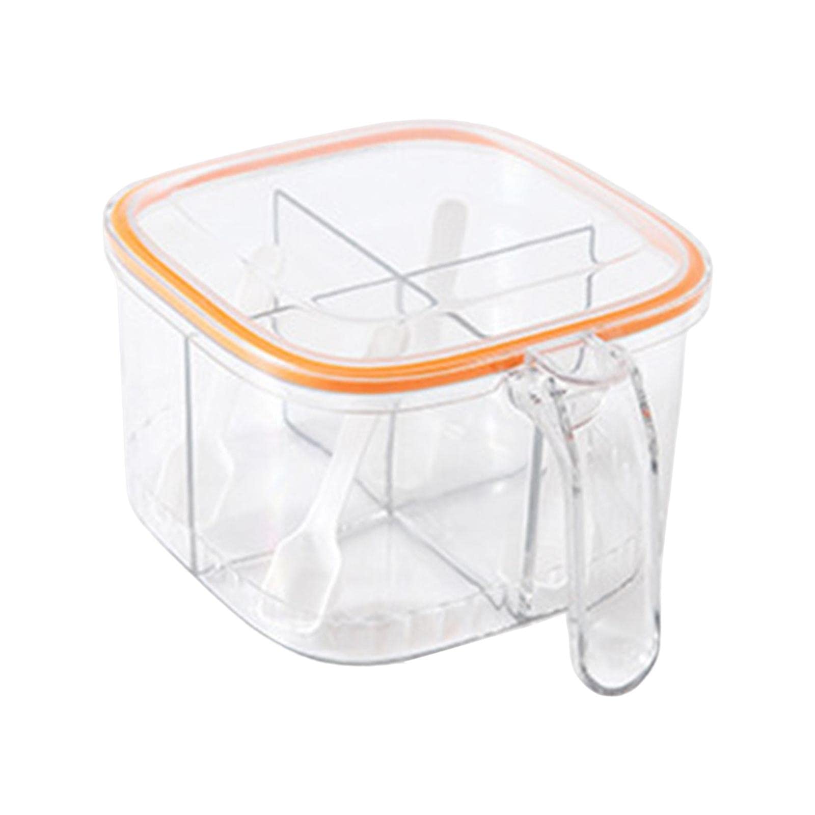 Merishopp Seasoning Box 4 Compartments with Lid Condiment Box for Dining Table Home Orange-image-23