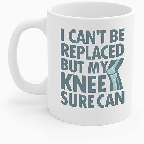 Taza de café divertida de artroplastia TKR de reemplazo de rodilla (11 onzas, blanco)