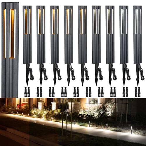 Image of LEONLITE 10-Pack 3W 5CCT LED Low Voltage Path Lights Aluminum Black