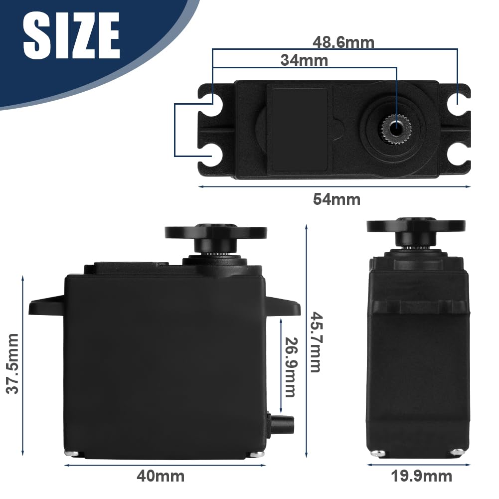HOTUT 4 Pcs Digital Servo Motor Kit, Metal Gear High Speed Torque Digital Servo Motor, Steering ServoMotor - Image 3