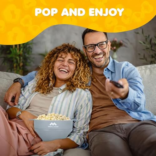 Image of The Original Mindful Design Microwave Popcorn Popper - Silicone Bowl, BPA-Free & Dishwasher Safe (Grey)