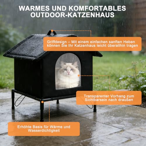 Casetta per gatti per esterni, invernale, per esterni, impermeabile - Immagine 2