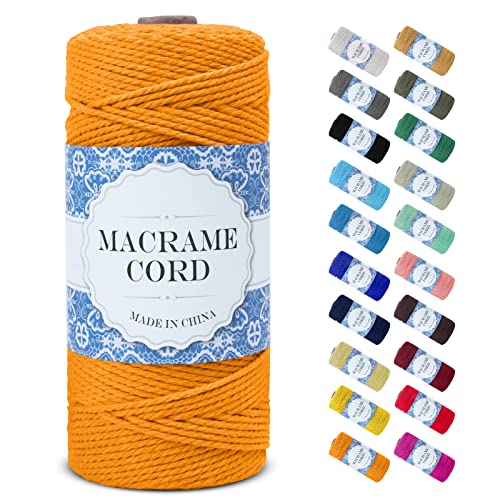 Uiopa Corda Macrame 2mm x 200m, Filo Macrame Corda Cotone Macramè Filo, 3 Fili Cordoncino Cotone Spago Colorata, Cordino per Borse Uncinetto Arazzo da Parete Artigianato Fai Da Te Appendini per Piante