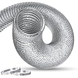 HG PLVTII Tubo Ventilación 100 mm Aluminio Flexible, 2 meter Conducto 6 Capas con 2 Abrazaderas, para Extractor Baño, Cultivo Indoor, Ventilación Aire, Aire Acondicionado Portátil