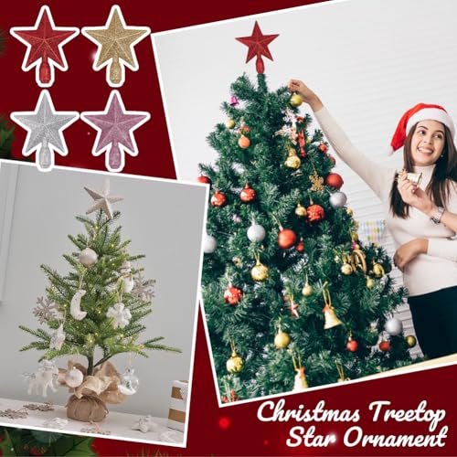 OLYCRAFT 4 peças de topo de árvore estrelada com glitter de 10 cm, decoração de estrela de Belém bri